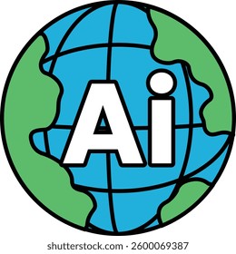 A stylized globe with the letters AI on it. The globe is green and blue, and the letters are white