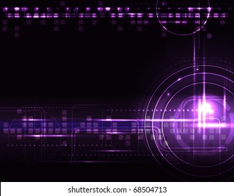 Stylized glowing background with digital symbols, vector illustration