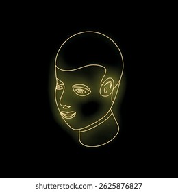 Stilisierter Leuchtkopf für künstliche Intelligenz, maschinelles Lernen oder futuristische Technologie
