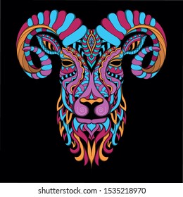 Stylized goat zentangle background vector