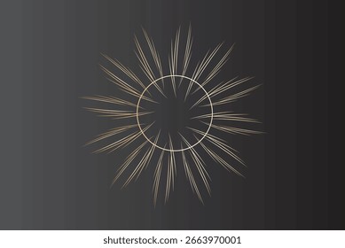 Stylized gold circular lines forming a unique pattern on a dark gradient background, illustrating a modern, artistic, and dynamic abstract concept usable for a variety of design purposes.