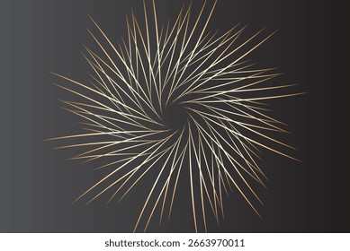 Líneas circulares de oro estilizadas que forman un patrón único sobre un fondo degradado oscuro, ilustrando un concepto abstracto moderno, artístico y dinámico que se puede utilizar para una variedad de propósitos de diseño.