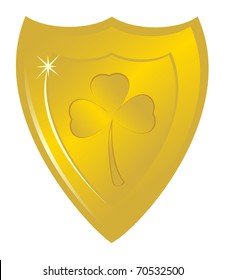 The stylized gold medieval board with clover sheet on a protective plate