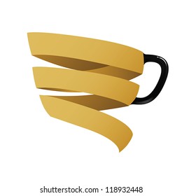 Stylized gold satin coffee cup cafe logo/menu template