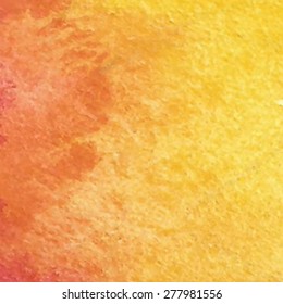 Stylized gold watercolor hand drawn paper macro grain texture background. Wet brush painted smudges and stains abstract vector illustration. Light design banner, wallpaper, print, decoration, cover