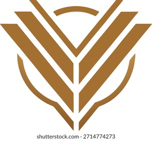 Stylized golden abstract logo with shield and wing elements
