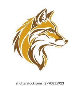 Stylized golden and brown wolf head logo with detailed fur