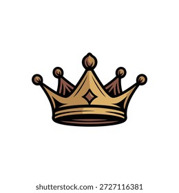 Uma coroa dourada estilizada com pontas pontiagudas e uma forma de diamante central, representando a realeza e a autoridade.