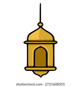 Ilustração de vetor de lanterna islâmica dourada estilizada com um design simples e limpo.