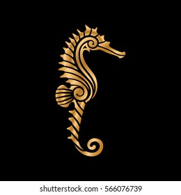 stylized golden seahorse