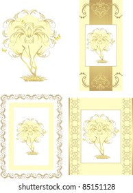 Stylized golden tree for design. Vector