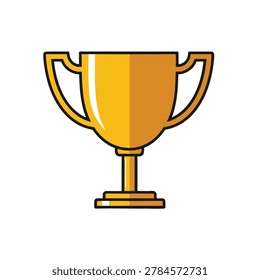 A stylized golden trophy cup with simple flat design and subtle shading isolated on white background representing success and victory