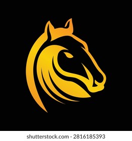 Stylized golden wolf head logo design. Minimalist vector animal emblem with dynamic curved lines. Bold corporate identity symbol for branding and m...