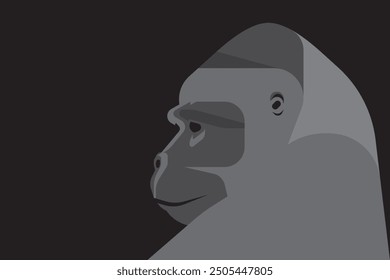 Stylized Gorilla Animal Vector Illustration. Gorilla Head Side Profile. Wild Animal Primate.