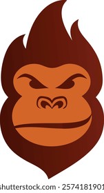 Stylized gorilla face in warm orange and brown tones, integrated with flame-like hair design for a bold and modern logo.