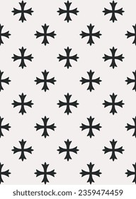 Stylized gothic cross seamless pattern design. Vector illustration.
