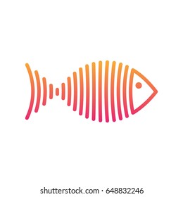 Stylized gradient fish is lines logo vector illustration.