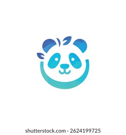 Stylized Gradient Panda Face Logo Design With Geometric Texture