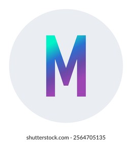 Stylized gradient vector illustration of the letter M on a light circular background. Vibrant and modern, this design is perfect for logos, branding, and graphic design enthusiasts.