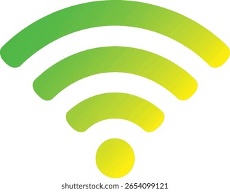 A stylized, gradient-filled Wi-Fi symbol, transitioning from bright green at the top to a vibrant yellow at the bottom.