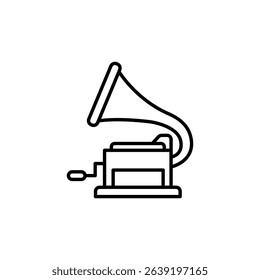 Stylized Gramophone Icon Representing Vintage Music Technology And Sound