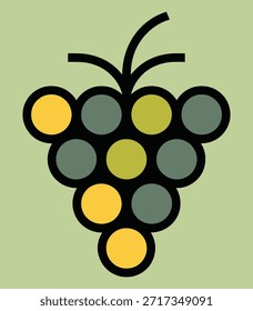 Stylized Grape Bunch Vector Graphic with Soft Green Background Illustration