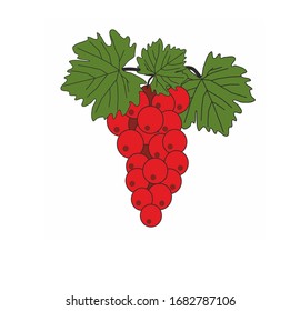 STYLIZED GRAPE WINE RED WITH GREEN LEAVES