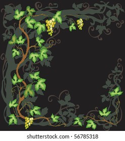 Stylized Grapevine Frame.A grape vine design element.