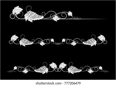 the stylized grapevine with leaves and clusters of grapes, a pattern