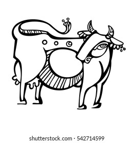 stylized graphic cow