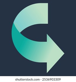 A stylized graphic of a curved arrow indicating direction or movement.