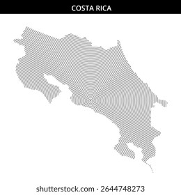 Stylized graphic depicting Costa Rica with concentric lines.