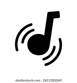 Stylized graphic depicting a musical symbol emitting harmonious vibrations