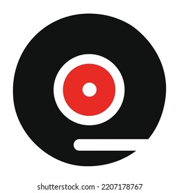 Icono de vinyl girable minimalista, estación de radio, logotipo de tienda de música. Ilustración del vector