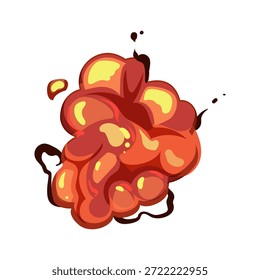 Gráfico estilizado que muestra un vibrante efecto de explosión rojo y naranja, que simboliza el impacto, el peligro y la destrucción, ideal para Elementos de diseño de juegos o ilustraciones cómicas