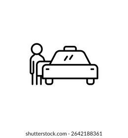 Stylized Graphic Of A Figure Beside A Vehicle For Transportation