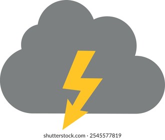 Stylized graphic of a grey cloud with a yellow lightning bolt.
