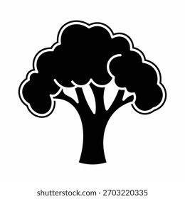 Stylized graphic icon of a deciduous tree with a white outline