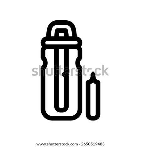 Stylized graphic illustrating a reusable water container with a removable filter component