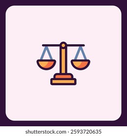 Stylized graphic illustration depicting balance scale as a justice symbol