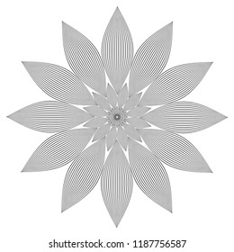 stylized graphic linear flower in black and white