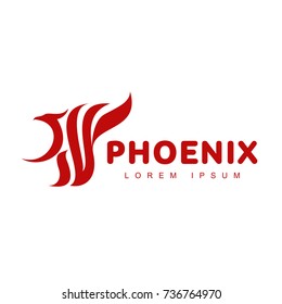 Stylized graphic phoenix bird logo templates. Collection of creative phoenix bird logotype templates, growth, development, power concept. Vector illustration isolated on white background.