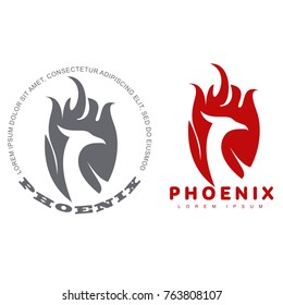 Stylized graphic phoenix bird logo templates. Collection of creative phoenix bird logotype templates, growth, development, power concept. Vector illustration isolated on white background.