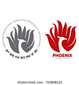 Stylized graphic phoenix bird logo templates. Collection of creative phoenix bird logotype templates, growth, development, power concept. Vector illustration isolated on white background.