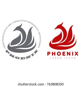 Stylized graphic phoenix bird logo templates. Collection of creative phoenix bird logotype templates, growth, development, power concept. Vector illustration isolated on white background.