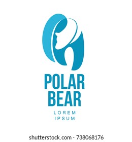 Stylized graphic polar bear logo templates. Collection of creative polar bear logotype templates, growth, development, power concept. Vector illustration isolated on white background.