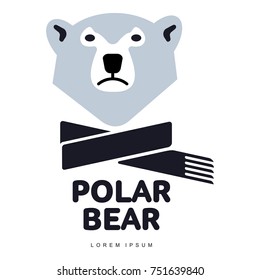 Stylized graphic polar bear logo templates. Collection of creative polar bear logotype templates, growth, development, power concept. Vector illustration isolated on white background.