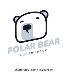 Stylized graphic polar bear logo templates. Collection of creative polar bear logotype templates, growth, development, power concept. Vector illustration isolated on white background.