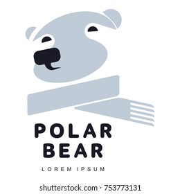 Stylized graphic polar bear logo templates. Collection of creative polar bear logotype templates, growth, development, power concept. Vector illustration isolated on white background.