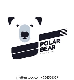 Stylized graphic polar bear logo templates. Collection of creative polar bear logotype templates, growth, development, power concept. Vector illustration isolated on white background.